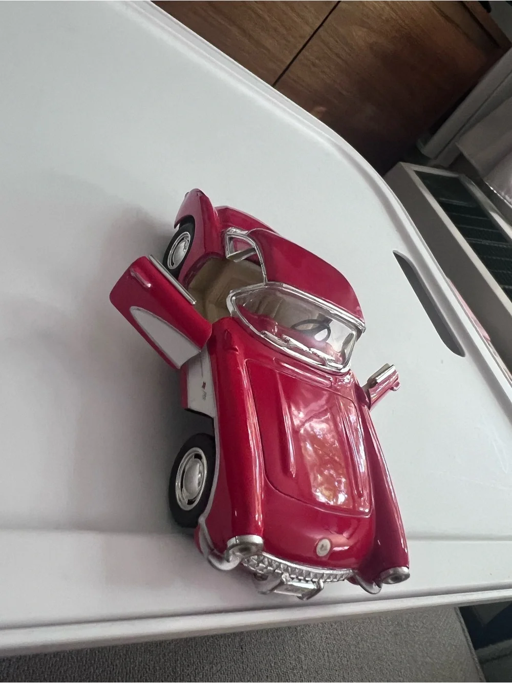 Vintage 1957 Chevrolet Corvette Diecast Model Car 1:34 Scale - Red